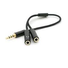  Розгалужувач Jack 3.5 (тато) 4 pin => 2*Jack 3.5 (мама) 3 pin, для навушників та мікрофона, круглий, 10см Пакет (03888), fig. 1 