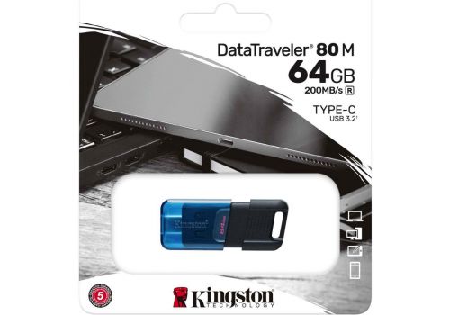  USB флеш накопитель Kingston 64GB DataTraveler 80 M USB-C 3.2 Blue/Black (DT80M/64GB), фото 6 