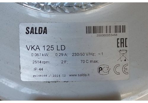  Канальний вентилятор. VKA 125 LDSalda, Литва БУ, fig. 2 