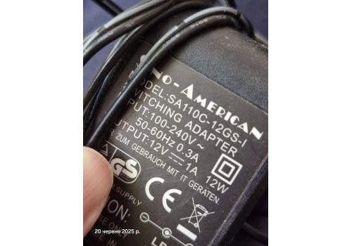  Блок живлення input: 100-240V, 50-60Hz, 0,28A// output: 12V, 1A шт 5,5*1,7мм, fig. 1 