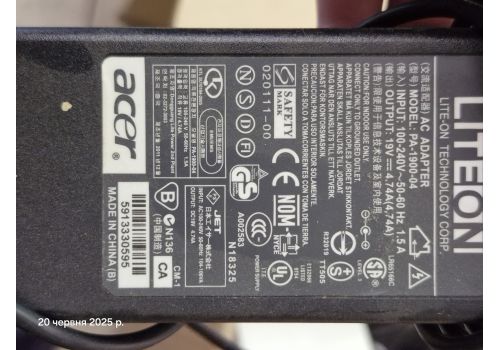  Блок живлення input: 100-240V, 50-60Hz, 1,5A// output: 19V, 4,74A шт 5,5*2,1 мм, fig. 2 