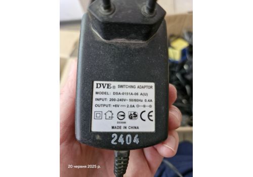  Блок живлення input: 100-240V, 50-60Hz, 0,4A// output: 6V, 2A шт 5,5*1,8мм, фото 1 
