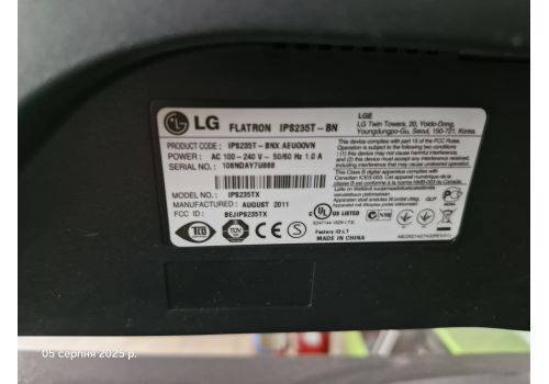  Монітор 23" LG IPS235T-BN, LED, S-IPS, 250cd/m2, 8ms, 1920x1080, 178h/178v, VGA/DVI, Black, фото 3 