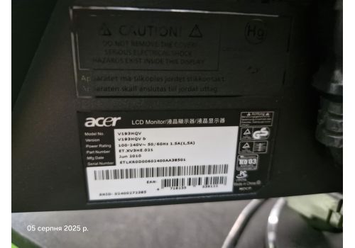  Монітор 18,5" Acer V3-Line V193HQVBM 5ms, 300cd/m2, 1366x768, VGA, Black (ET.XV3HE.028), fig. 3 