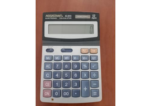  КАЛЬКУЛЯТОР ASSISTANT (AC-2319) 12-РОЗР. НАСТІЛЬНИЙ (200Х130ММ) МЕТ. ПАНЕЛЬ БУ, fig. 1 