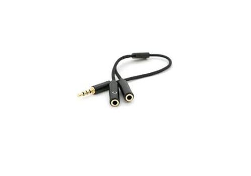  Розгалужувач Jack 3.5 (тато) 4 pin => 2*Jack 3.5 (мама) 3 pin, для навушників та мікрофона, круглий, 10см Пакет (03888), fig. 1 